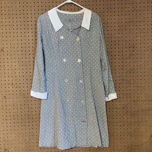 Vintage Shirt Dress Collared Armand Fabrics‎ Inc. Gray Polka Dot Size 14 Twee